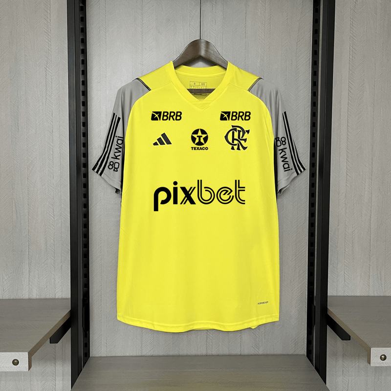 Camisa do Flamengo Treino 24/25 Amarela (Com patrocinio)
